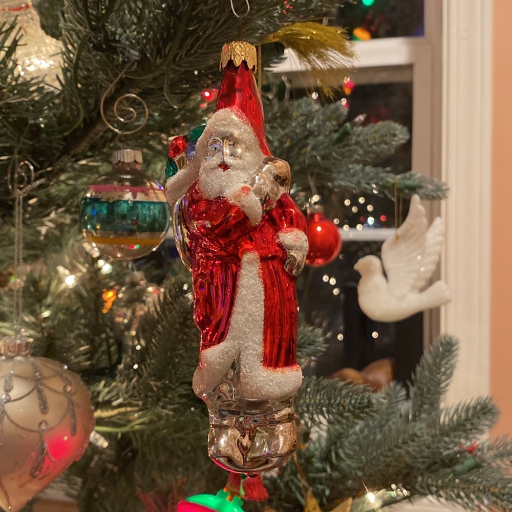 Vintage West Germany Mercury Glass Santa ornament